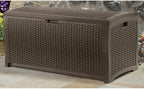 Suncast 99 Gallon Plastic Wicker Deck Box Container Storage - Image 9