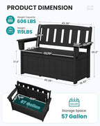 SERWALL HDPE Outdoor Storage Bench, Deck Box - Image 3