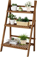 39.4" Bamboo Ladder Shelf Plant Shelf, 3 Tier Foldable Ladder Flower Pot by OAKVIVOElegantLifestyle