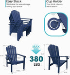 THOEOE Stackable Adirondack Chair Set of 2, HDPE Fire Pit Chairs Set of 2 | - Image 2
