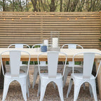 FDW | Set of 4 Metal Dining Chairs | Cream | Stackable Tolix Side Chairs - Image 6