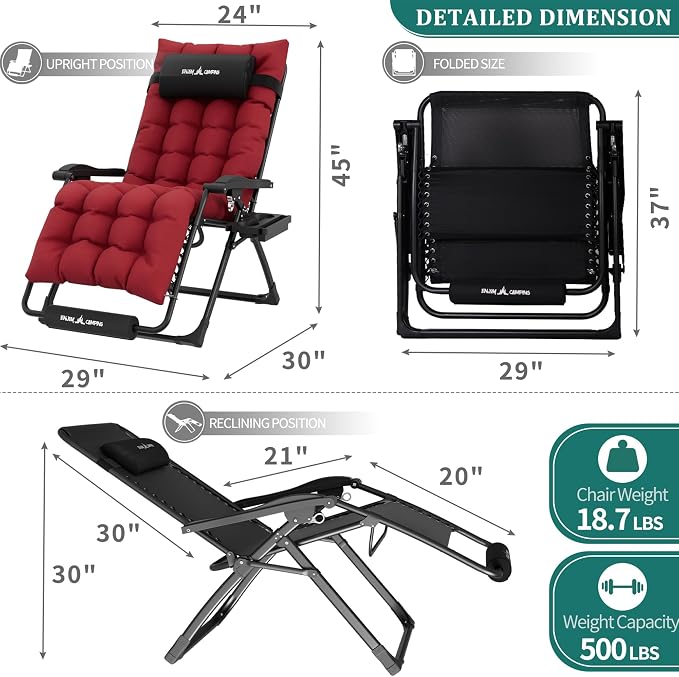 UDPATIO Oversized Zero Gravity Chair Patio Reclining Chairs - Image 5