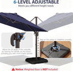 9' X 12' Cantilever Patio Umbrella Rectangle Outdoor Umbrella, 6-Level Tilt & - Image 6