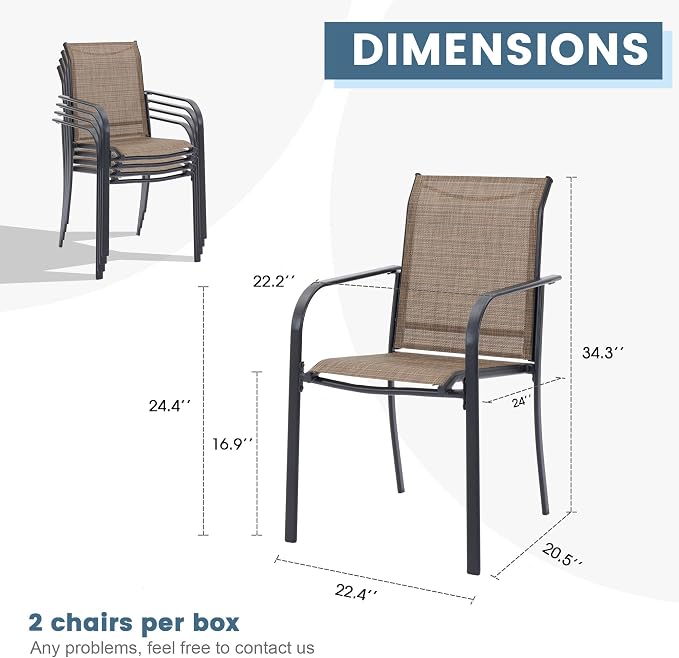 DIFY Patio Dining Chairs Set of 4, Stackable Outdoor Metal Chairs - Image 3