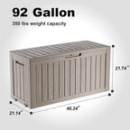 92 Gal Waterproof Outdoor Storage Box UV Resistant Deck Box | Large capacity - Image 3