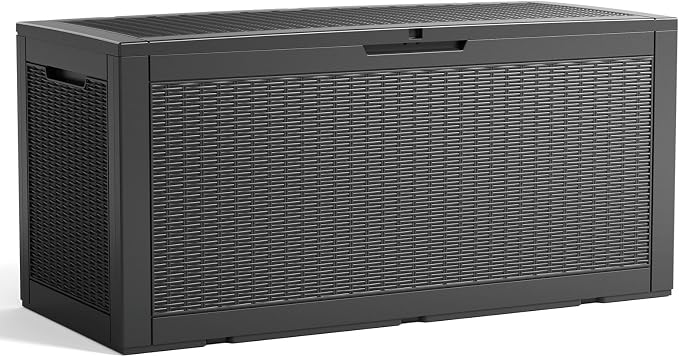 100 Gallon Outdoor Deck Box, Lockable Waterproof Outdoor Storage Boxes by MAIUSCOLI