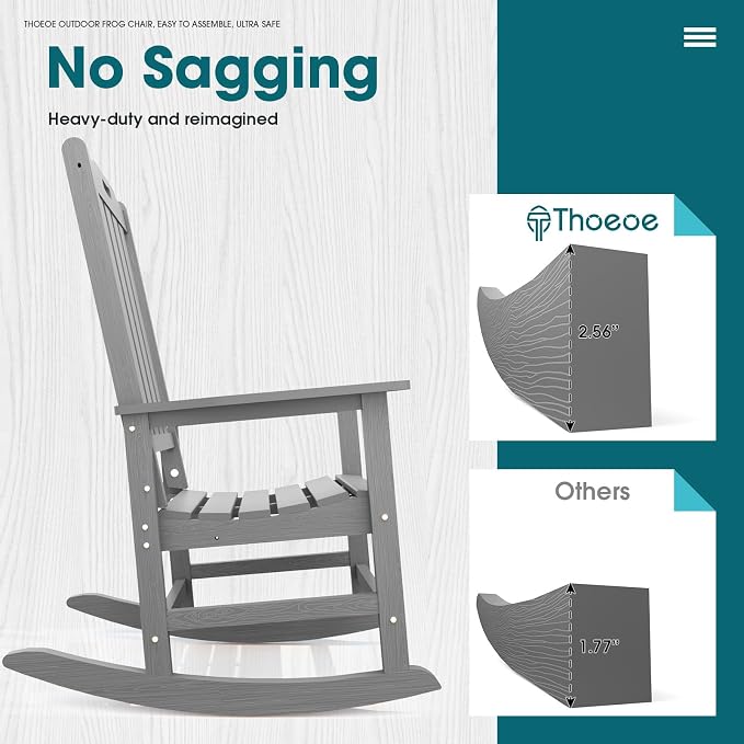THOEOE Outdoor Rocking Chairs Set of 8, Oversized Patio Rocking Chair | HDPE - Image 6