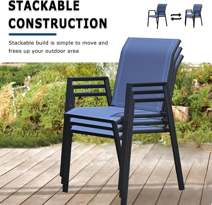 Outdoor Patio Chairs Set of 8, Lightweight Patio Set - Image 2