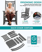 SERWALL Outdoor Rocking Chair Set of 2, HDPE Rocking Chairs - Image 5