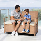 VEVOR Outdoor Storage Bench, 2-Person PE Rattan Storage Bench, 70 Gal Deck Box - Image 2