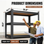 Storge Shelves 3-Tier Metal Shelving Unit, Adjustable Steel Shelves, Boltless - Image 2