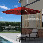 9FT Patio Umbrella with Solar Lights, Outdoor Market Umbrella with Tilt and - Image 3