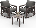 UDPATIO Rocking Chair Outdoor Oversized Metal Bistro Set 6.5" Cushion Grey | 3 by UDPATIO