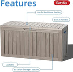 Outdoor Storage Box 100 Gallon Waterproof Resin Deck Boxes Grey | UV-Resistant - Image 3