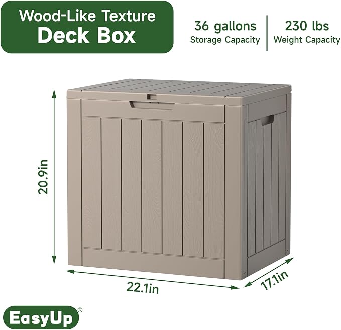 39 Gal Waterproof Outdoor Storage Box Resin Deck Box | Lockable storage bin - Image 2