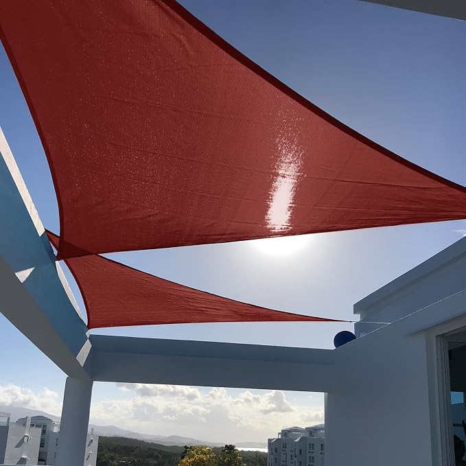 SUNNY GUARD Custom Size 16'x24'x28.8' Triangle Terra Red UV Block Sunshade by SUNNYGUARD