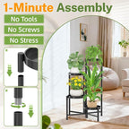 iDavosic.ly Plant Stand Indoor Outdoor, 4 Tier Metal Corner Shelf, Folding - Image 2
