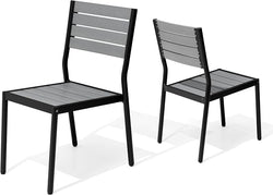 Pellebant Stackable Outdoor Patio Dining Chairs Set of 2 | Aluminum Armless by Pellebant