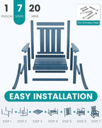 SERWALL Outdoor Rocking Chair Set of 8, Patio Rocking Chairs - Image 7