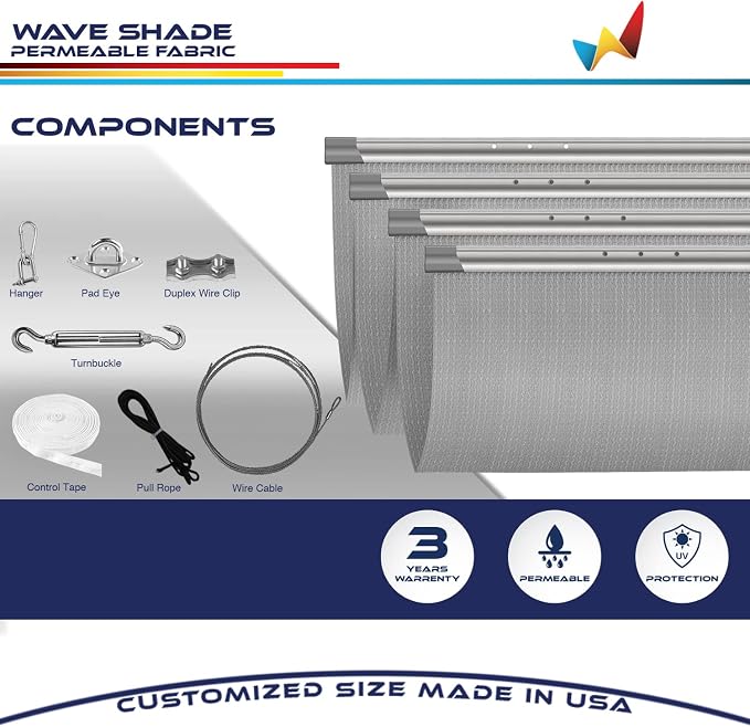 Windscreen4less 4' x 6' Retractable Sun Shade Canopy Cover Sliding Wave Shade - Image 4