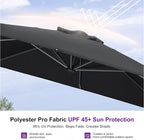 PURPLE LEAF Patio Umbrella Outdoor 10' x 10' Square Easy Assembly Black | Built - Image 5