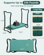 Ohuhu Garden Kneeler and Seat 8" Wider Pad Heavy Duty 2-in-1 Foldable Stool | - Image 2