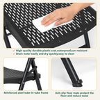 4-Pack Black Folding Chairs, Mesh Plastic Seat - Image 5