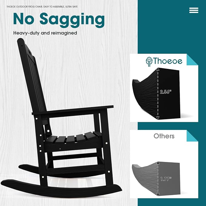 THOEOE Outdoor Rocking Chairs Set of 8, Oversized Patio Rocking Chair | HDPE - Image 6