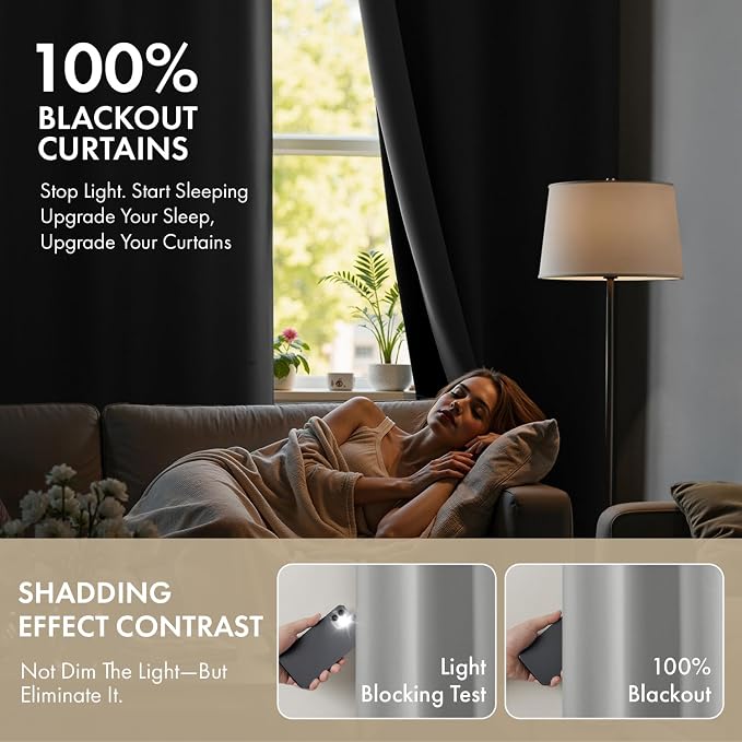 MIULEE Light Grey 90 Inch 100% Blackout Curtains - Image 2