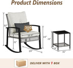 3 Piece Patio Rocking Chairs Set of 2, Outdoor Rocking Chair Bistro Set - Image 2