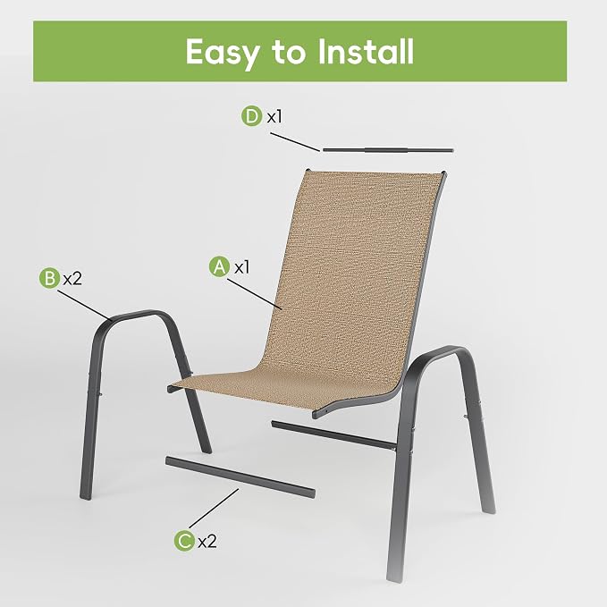 Patio Chairs Set of 6, Outdoor Dining Chairs Stackable - Image 8