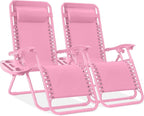 Best Choice Products Set of 2 Adjustable Steel Mesh Zero Gravity Lounge Chair by Unknown