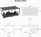 PURPLE LEAF Outdoor Pergola 10' X 18' Retractable Canopy Aluminum, Custom Shade - Image 7