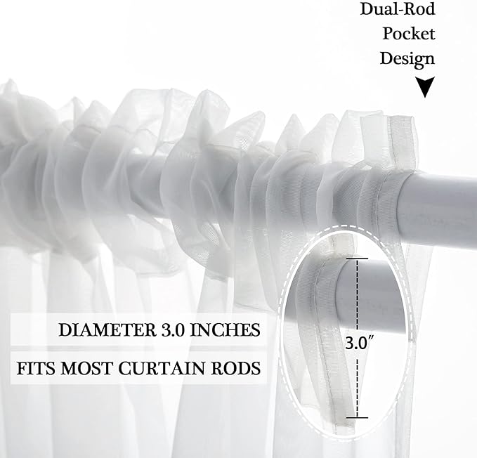 MIULEE White Waterproof Outdoor Sheer Curtains - Image 2