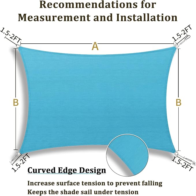 Shade&Beyond 6'x15' Sun Shade Sail Canopy Rectangle, UV Block Breathable Curved - Image 5