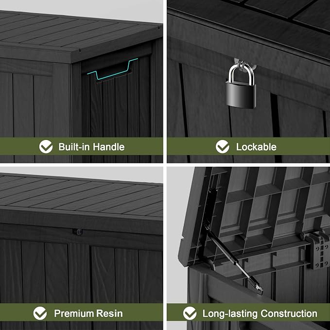 150 Gallon Outdoor Deck Box, Lockable Waterproof Outdoor Storage Boxes - Image 6