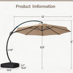 Outdoor Patio Umbrella with Base included, 12 FT Deluxe Curvy Cantilever - Image 8