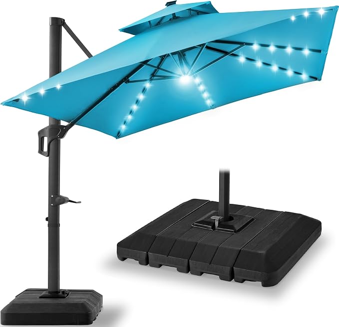 Best Choice Products 12x12ft LED Cantilever Patio Umbrella w/Base Included & by Unknown