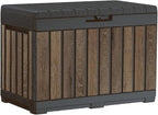 Keter Premium Everwood 50 Gal Outdoor Storage Box and Patio Side Table | Walnut by Unknown