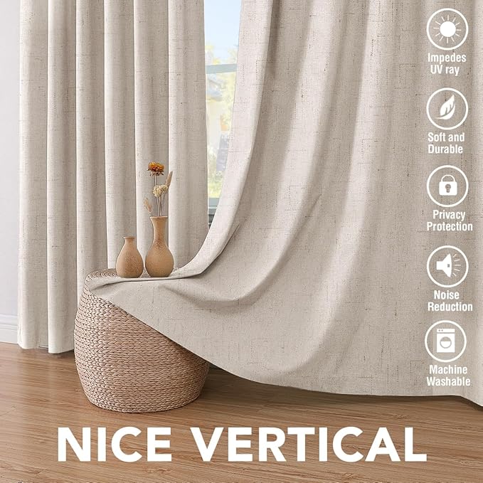 H.VERSAILTEX Linen Blackout Curtains 63 Inches Long, Full Blackout Thermal - Image 7