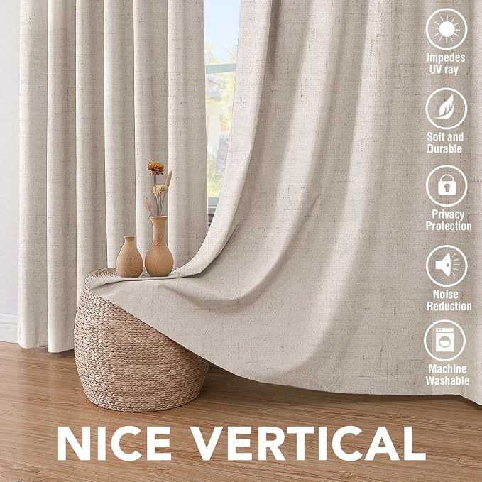 H.VERSAILTEX Blackout Linen Curtains, 100% Blackout Drapes Textured Blackout - Image 7