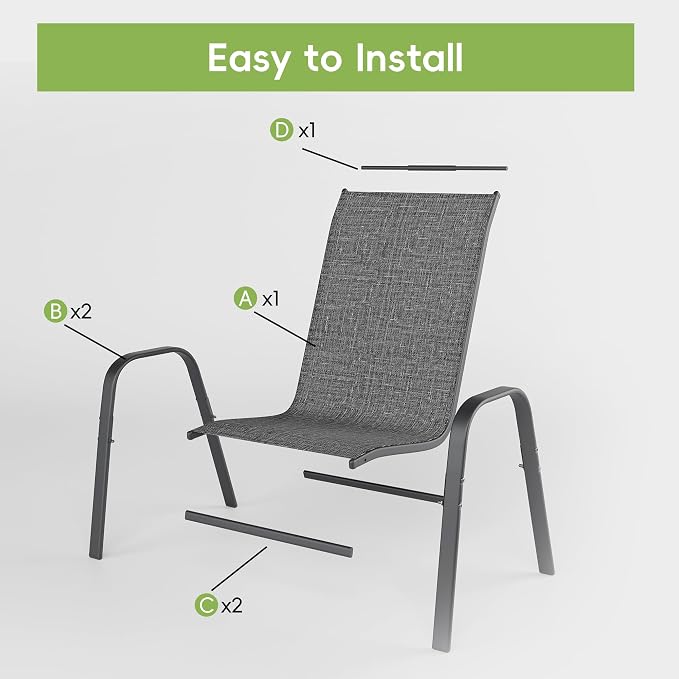 Patio Chairs Set of 8, Stackable Outdoor Dining Chairs - Image 6