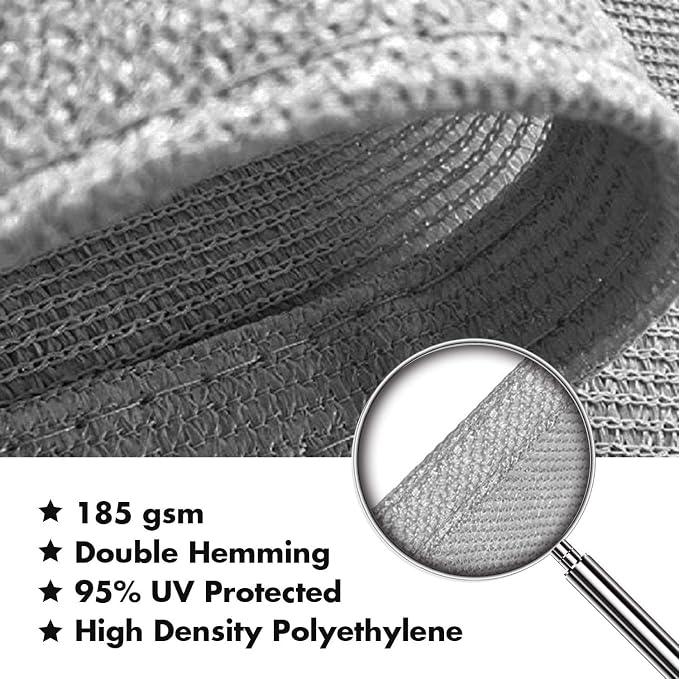 KANAGAWA Sun Shade Sail Curved 20'X26' Grey Rectangle Outdoor Shade Cover UV - Image 5