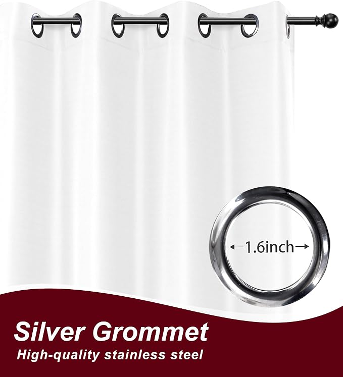 White Grommet Outdoor Curtains for Patio Waterproof 8 Pcs 54x108 In | - Image 2