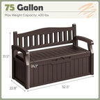 Homall 75 Gallon Outdoor Storage Benches Lockable Deck Box Waterproof | UV - Image 3
