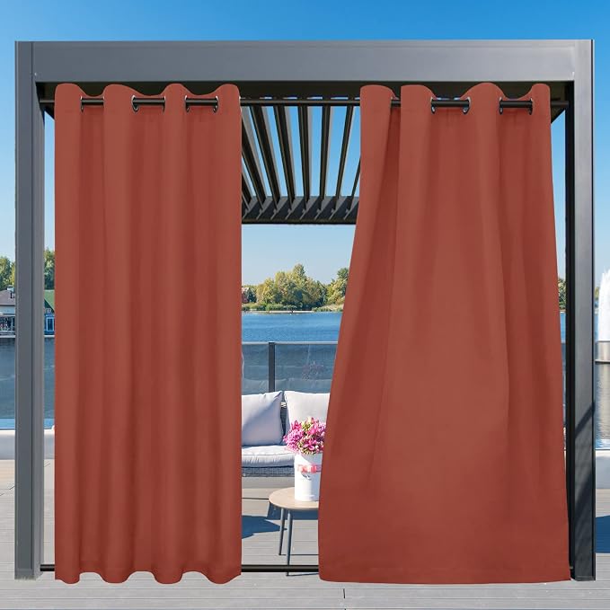 Easy-Going Outdoor Curtains for Patio 1 Panel, 54x120 inch, Terra Red | - Image 3