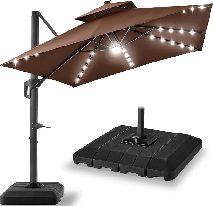 Best Choice Products 12x12ft LED Cantilever Patio Umbrella w/Base Included & by Unknown