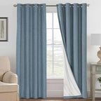 H.VERSAILTEX Linen Blackout Curtains 84 Inches Long 100% Blackout Thermal by HVERSAILTEX