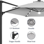 Best Choice Products 10ft Solar LED Offset Cantilever Hanging Market Patio - Image 8