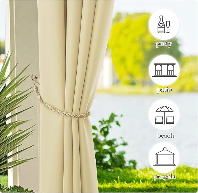 NICETOWN Canvas Patio Curtains Outdoor Waterproof, Rustproof Grommet Durable - Image 5